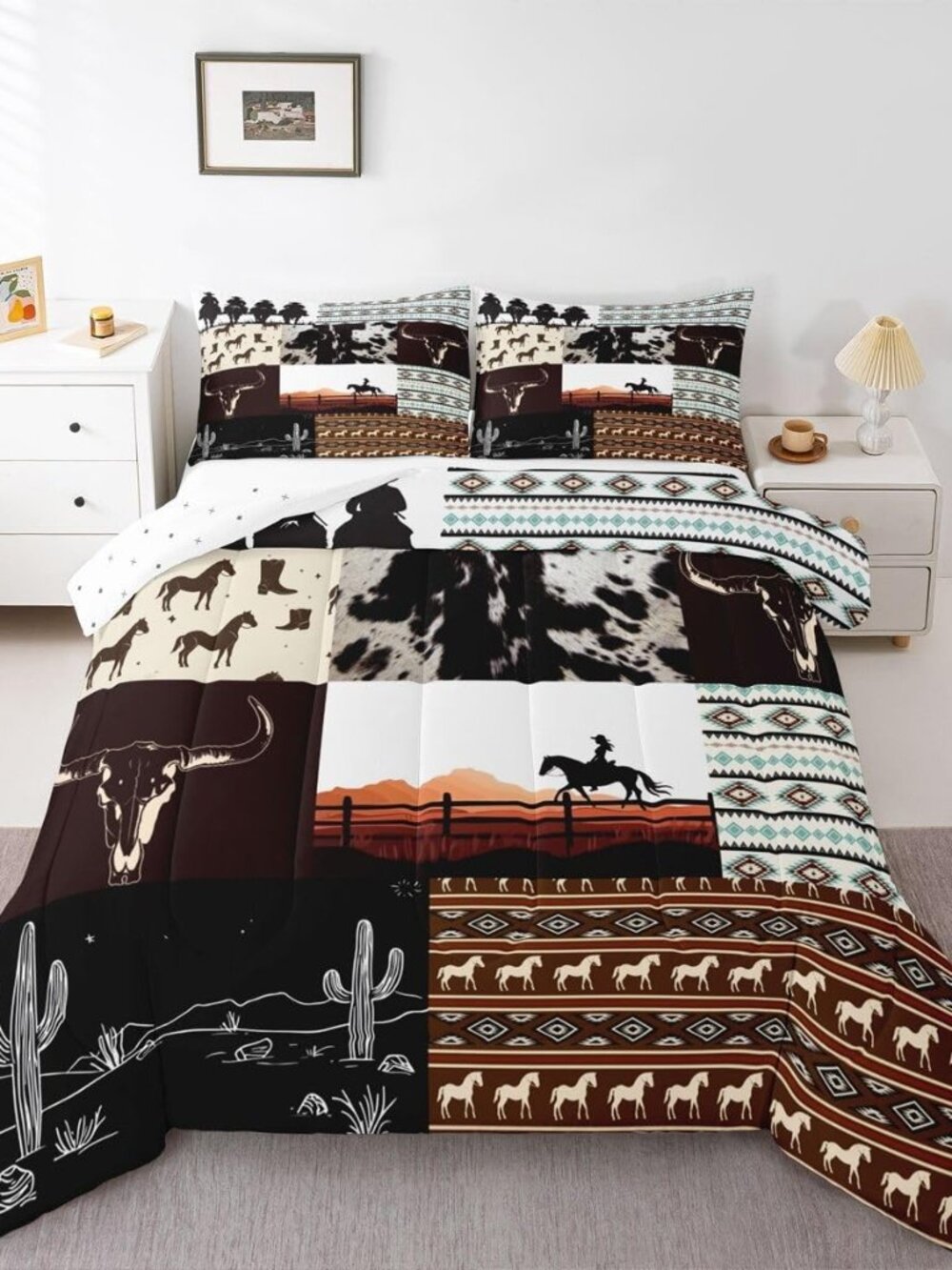 Adults Western Cowboy Bedding Set Soft Boys Girls, Wild West Rustic Southwestern